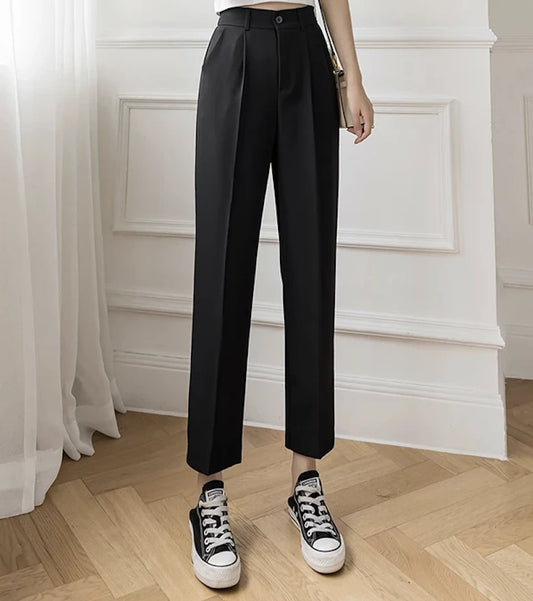 High Waist Elastic Women's Office Pants