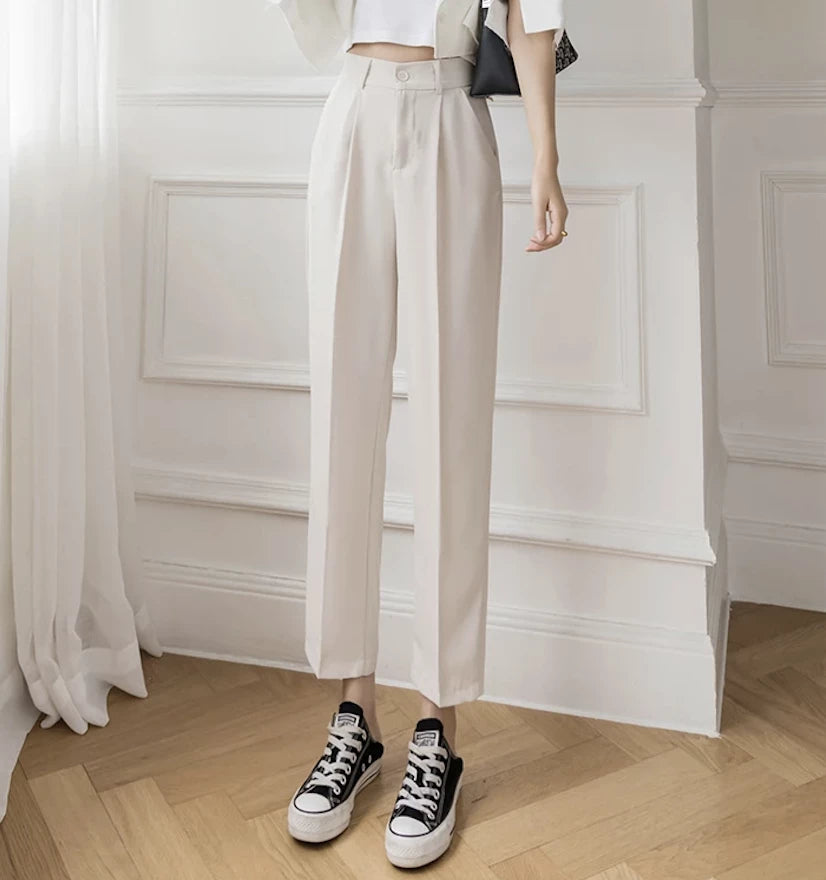 High Waist Elastic Women's Office Pants