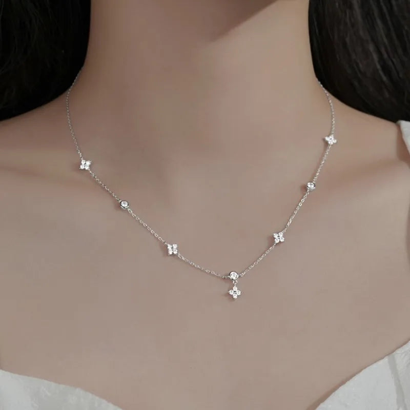 Bliss: Clover Necklace with Zirconia Inlay