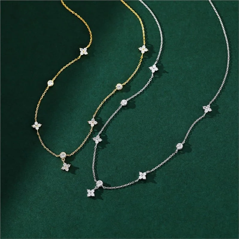 Bliss: Clover Necklace with Zirconia Inlay