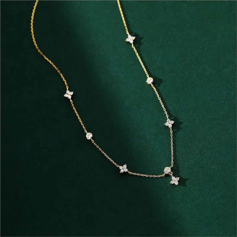 Bliss: Clover Necklace with Zirconia Inlay