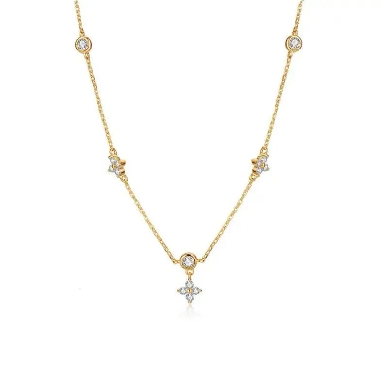 Bliss: Clover Necklace with Zirconia Inlay